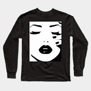 Woman, Girl, Lips print, Fashion art, Fashion print, Scandinavian art, Modern art, Wall art, Print, Minimalistic, Modern Long Sleeve T-Shirt